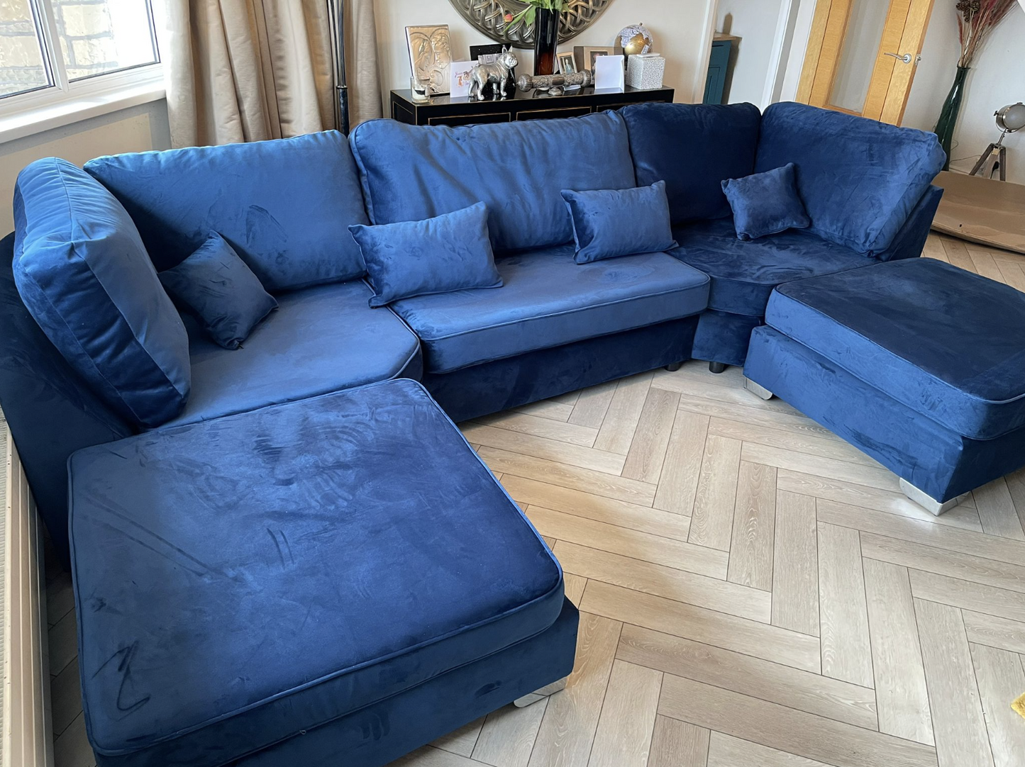 Bishop Full Back U Shape Fabric Corner Sofa