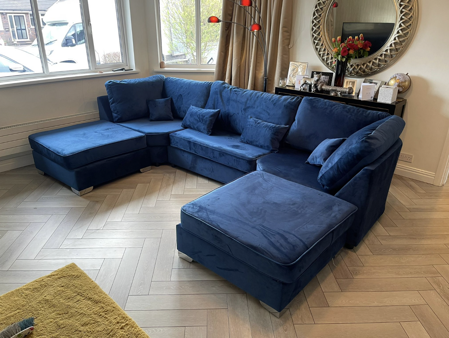 Bishop Full Back U Shape Fabric Corner Sofa