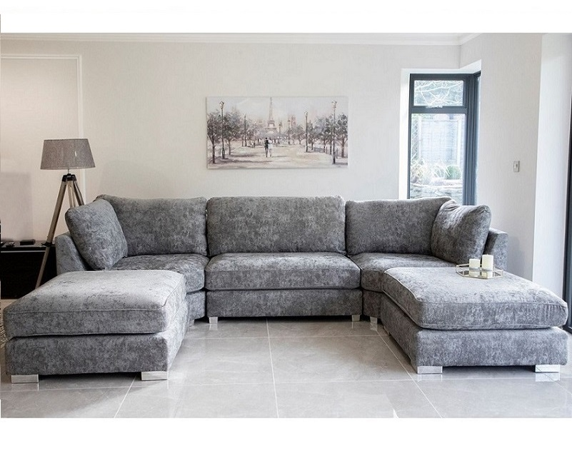 Bishop Full Back U Shape Fabric Corner Sofa