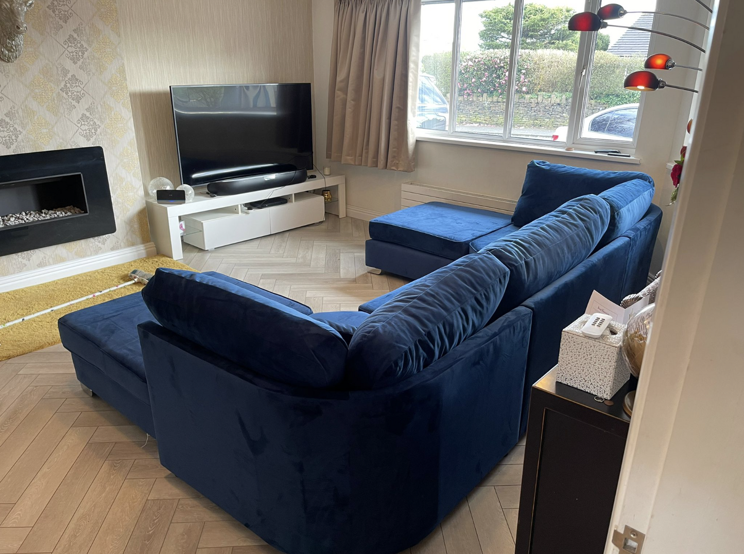 Bishop Full Back U Shape Fabric Corner Sofa