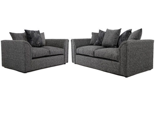 Byron 3+2 Seater Sofa Black Dundee Dark Grey Fabric