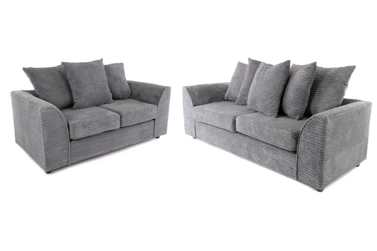 Byron 3+2 Sofa Set Grey Cord Fabric