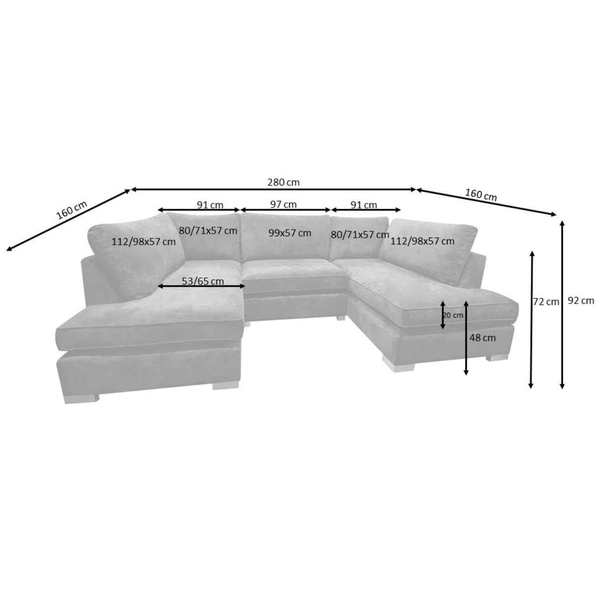 Carnaby U-Shape Corner Sofa Full Back