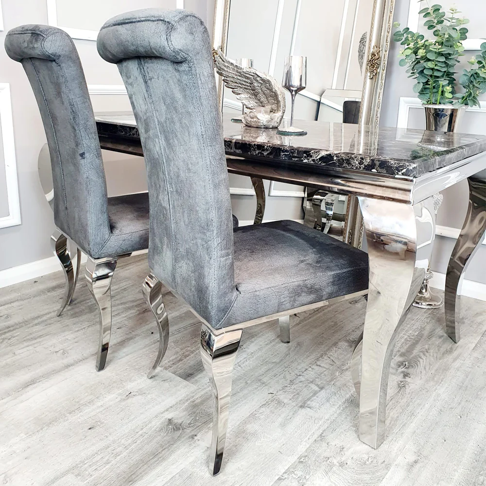 Louis 1.8m Chrome Dining Table