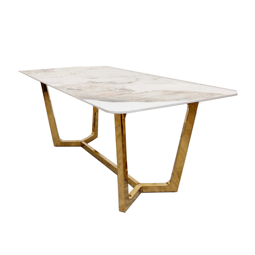 Lucien 1.8m Gold Dining Table with Pandora Gold Sintered Stone Top