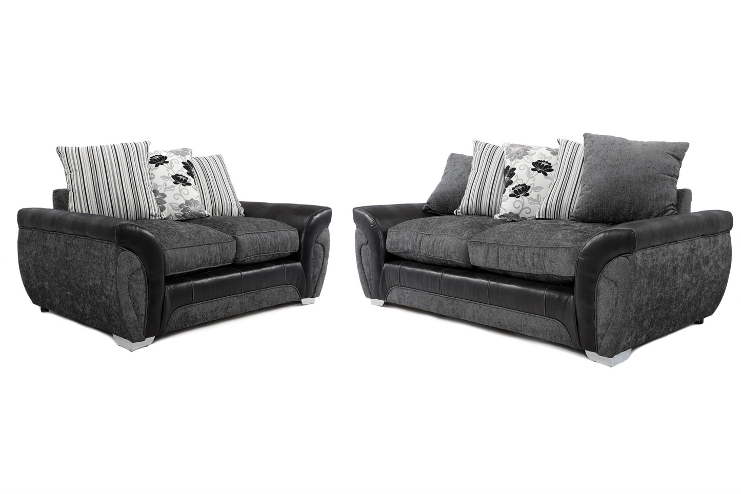 Matinee Scatter Back 3+2 Sofa set Black Silver/ Black Grey