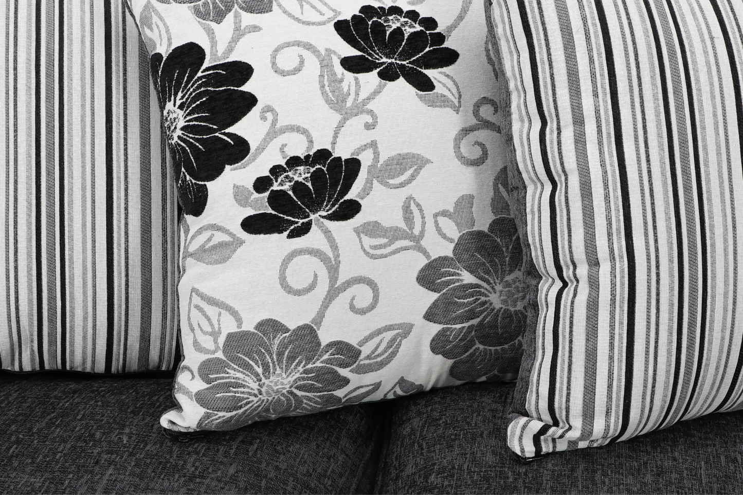 Matinee Scatter Back 3+2 Sofa set Black Silver/ Black Grey