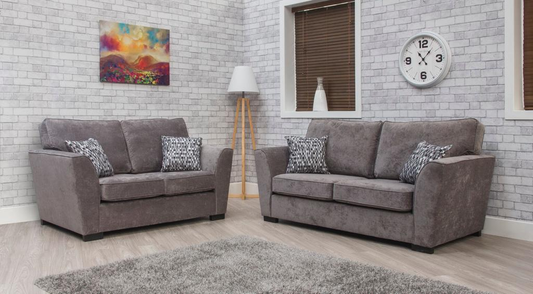 Nebraska 3+2 Full Back Sofa Set Grey Fabric