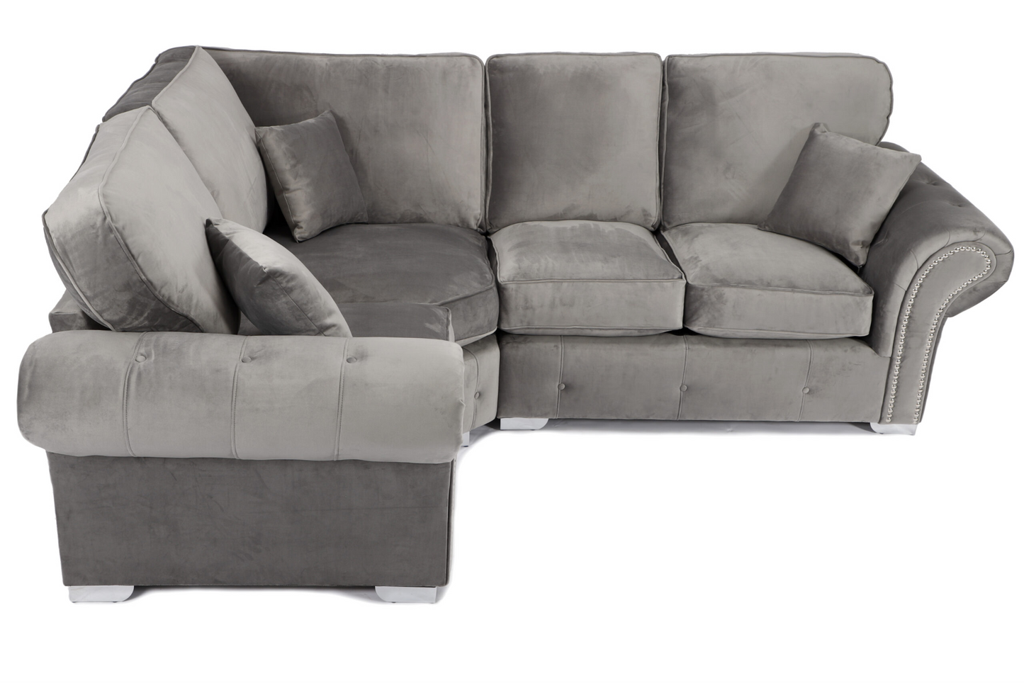 Oakland L-Shape Corner Sofa 2c1/1c2 Plush Grey Fabric