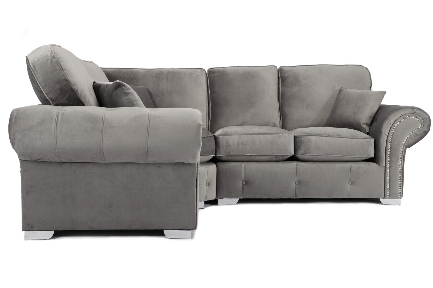 Oakland L-Shape Corner Sofa 2c1/1c2 Plush Grey Fabric