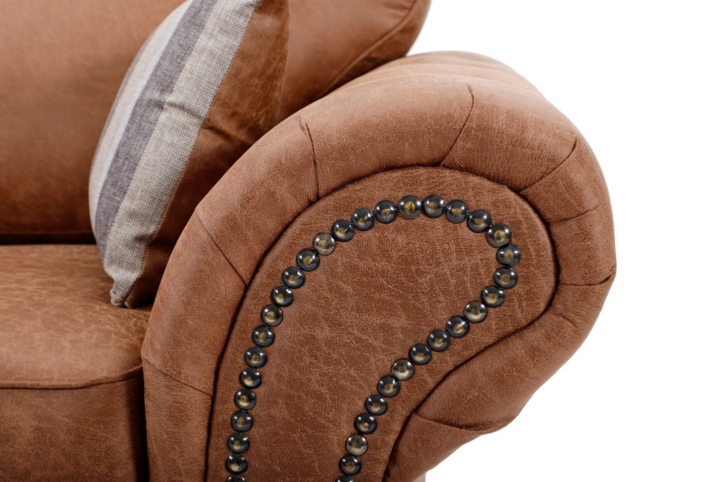 Oakland 2 Seater Leather Sofa Full Back Tan
