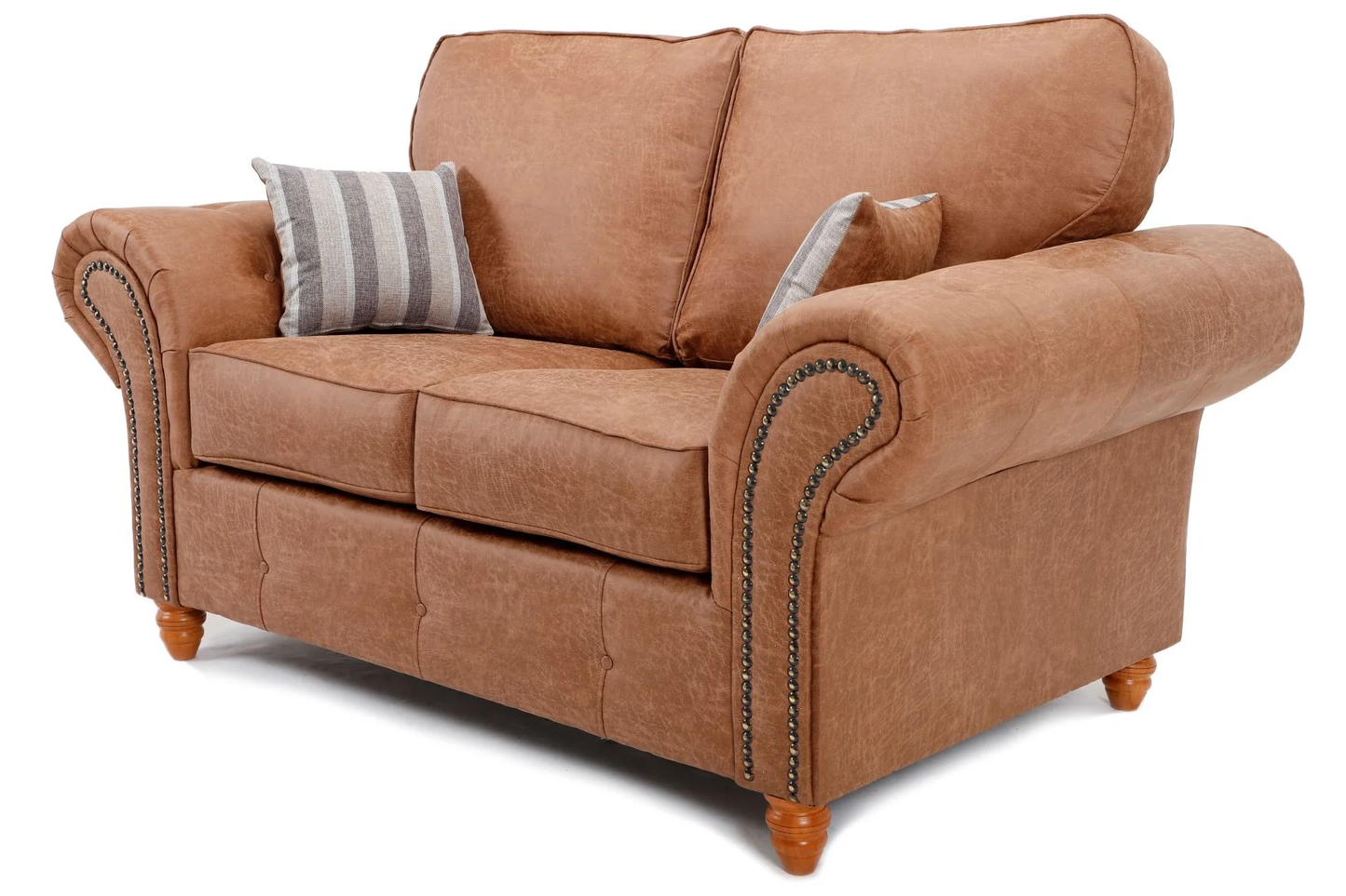 Oakland 2 Seater Leather Sofa Full Back Tan
