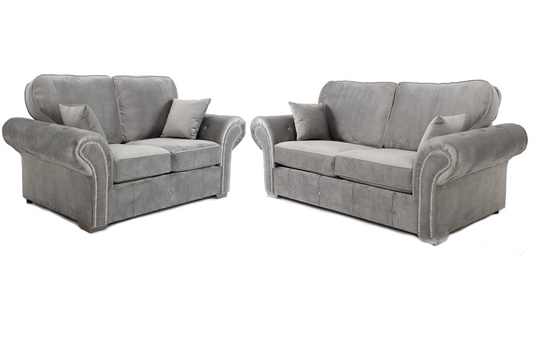 Oakland 3+2 Sofa Set Black Velvet