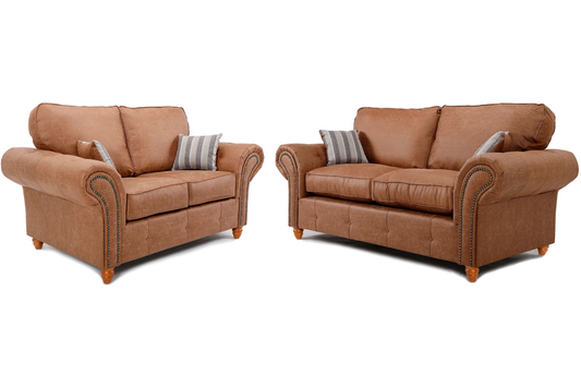 Oakland 3+2 Seater Leather Sofa Set Tan