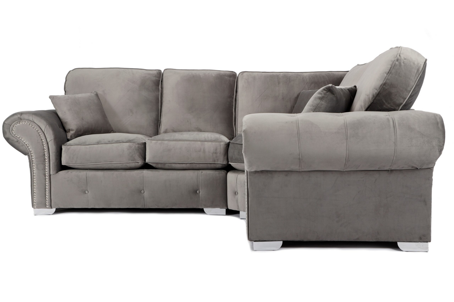 Oakland L-Shape Corner Sofa 2c1/1c2 Plush Grey Fabric