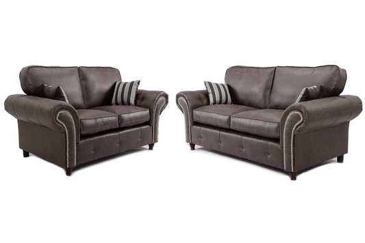 Oakland 3+2 Seater Leather Sofa  Set Charcoal