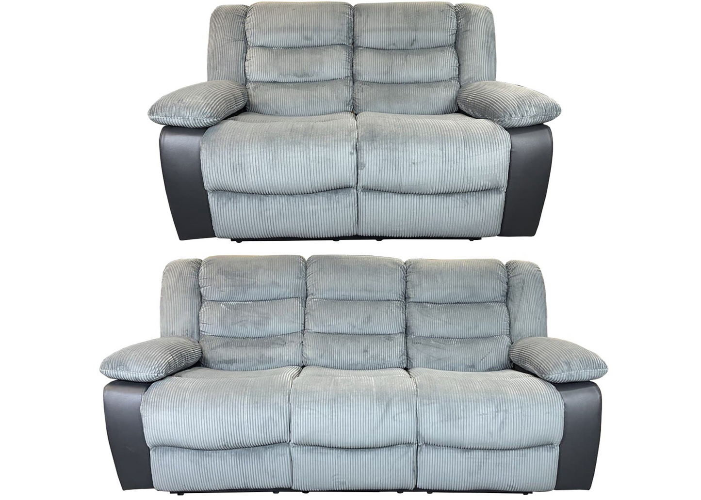Rio 3+2 Recliner Sofa Grey Cord Fabric