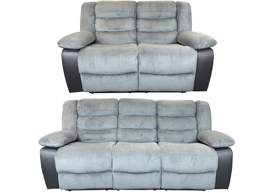 Rio 3+2 Recliner Sofa Grey Cord Fabric