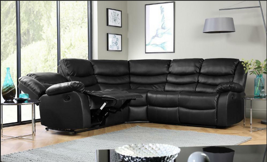 Roma Corner Recliner With Cup Holder - Black/Grey - Black