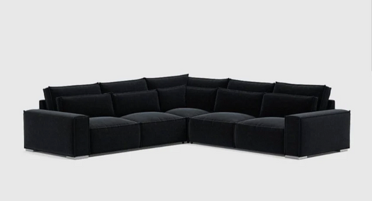 Sloane 2C2 5 Seater Corner Sofa - Black plush velvet