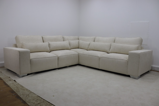 Sloane 2C2 5 Seater Corner Sofa - Cream teddy fabric