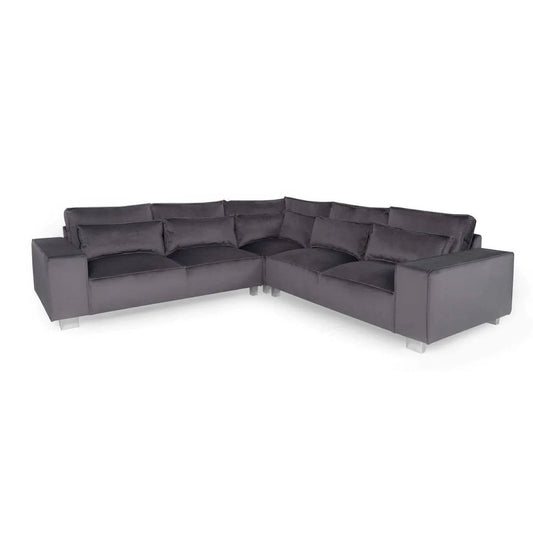 Sloane 2C2 5 Seater Corner Sofa - Grey plush velvet