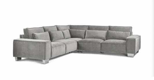 Sloane 2C2 5 Seater Corner Sofa - Silver plush Velvet