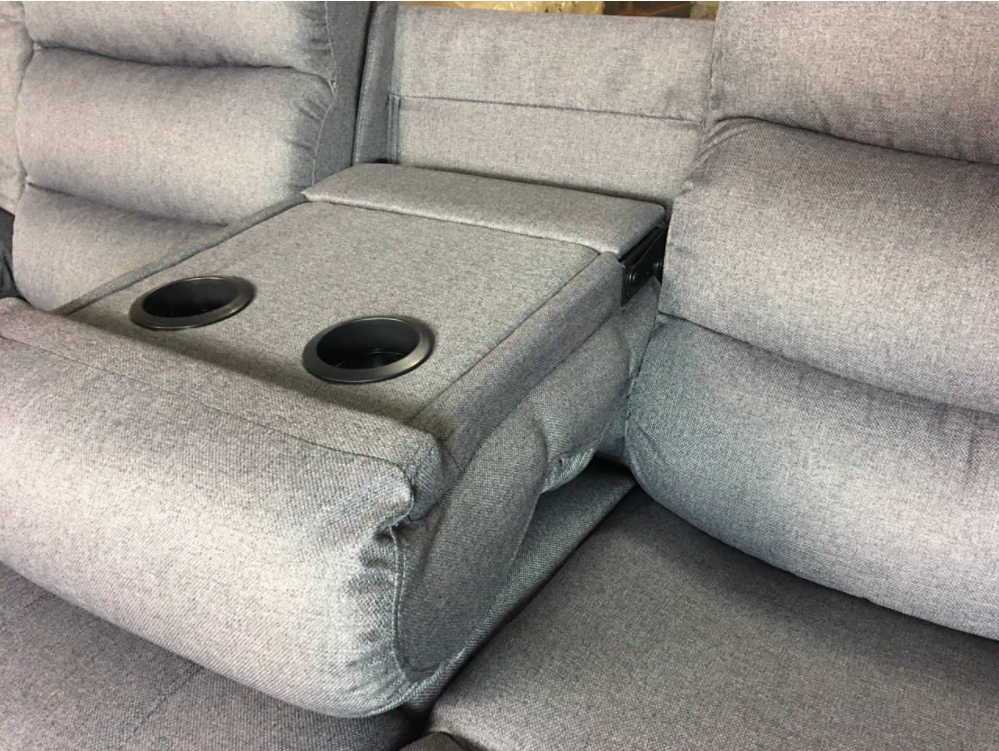 Sorrento 3+2 Grey Fabric Recliner Manual With Cupholders