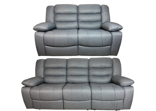 Sorrento 3+2 Grey Fabric Recliner Manual With Cupholders