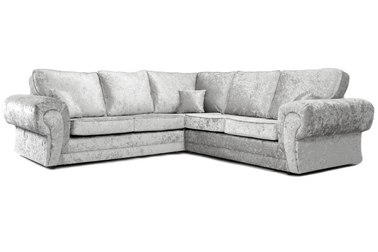Tangent Black/Silver Crushed Velvet Large Corner Sofa