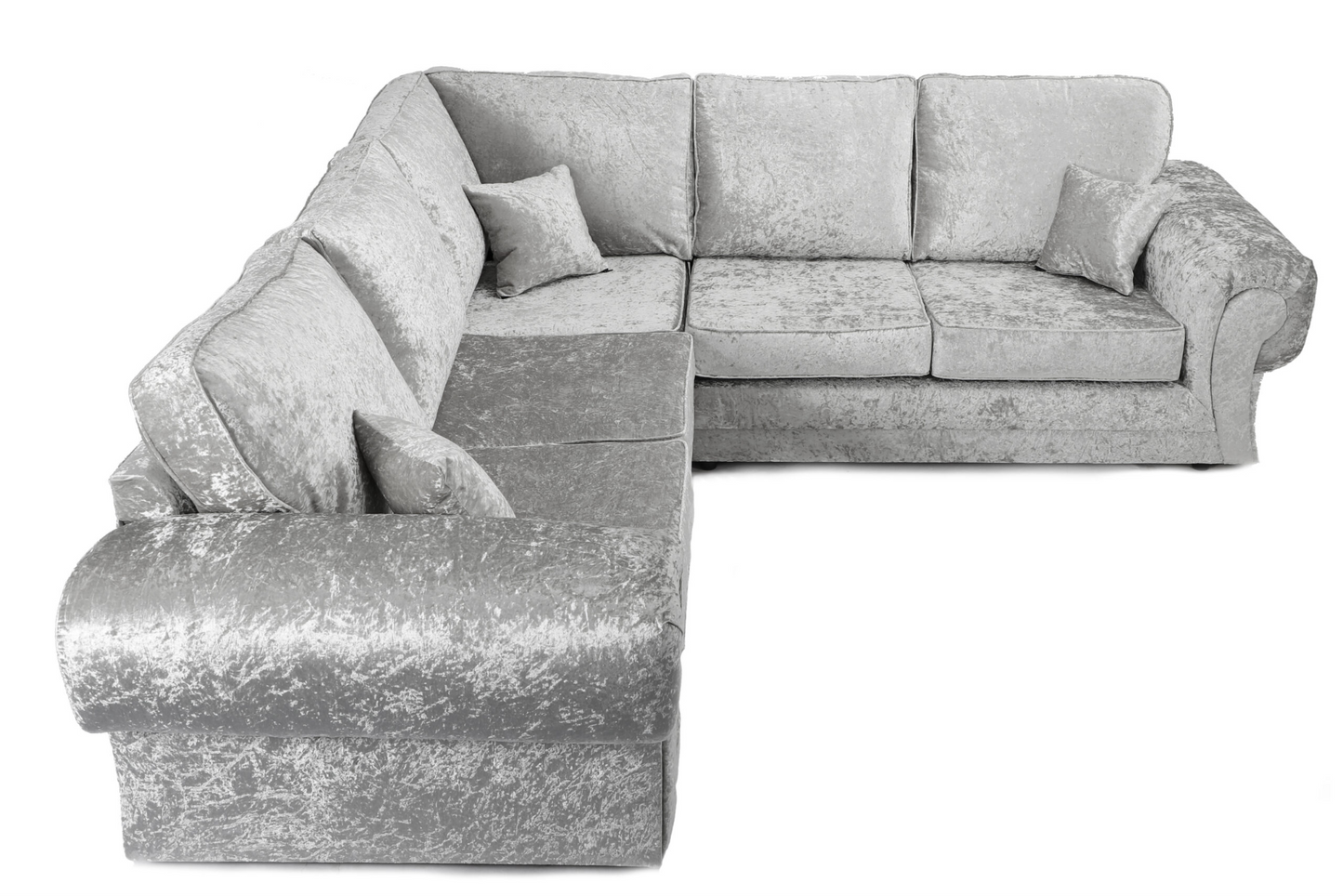 Tangent Black/Silver Crushed Velvet Large Corner Sofa