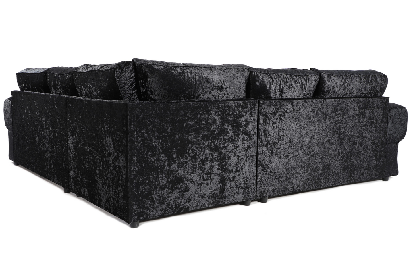 Tangent Black/Silver Crushed Velvet Large Corner Sofa