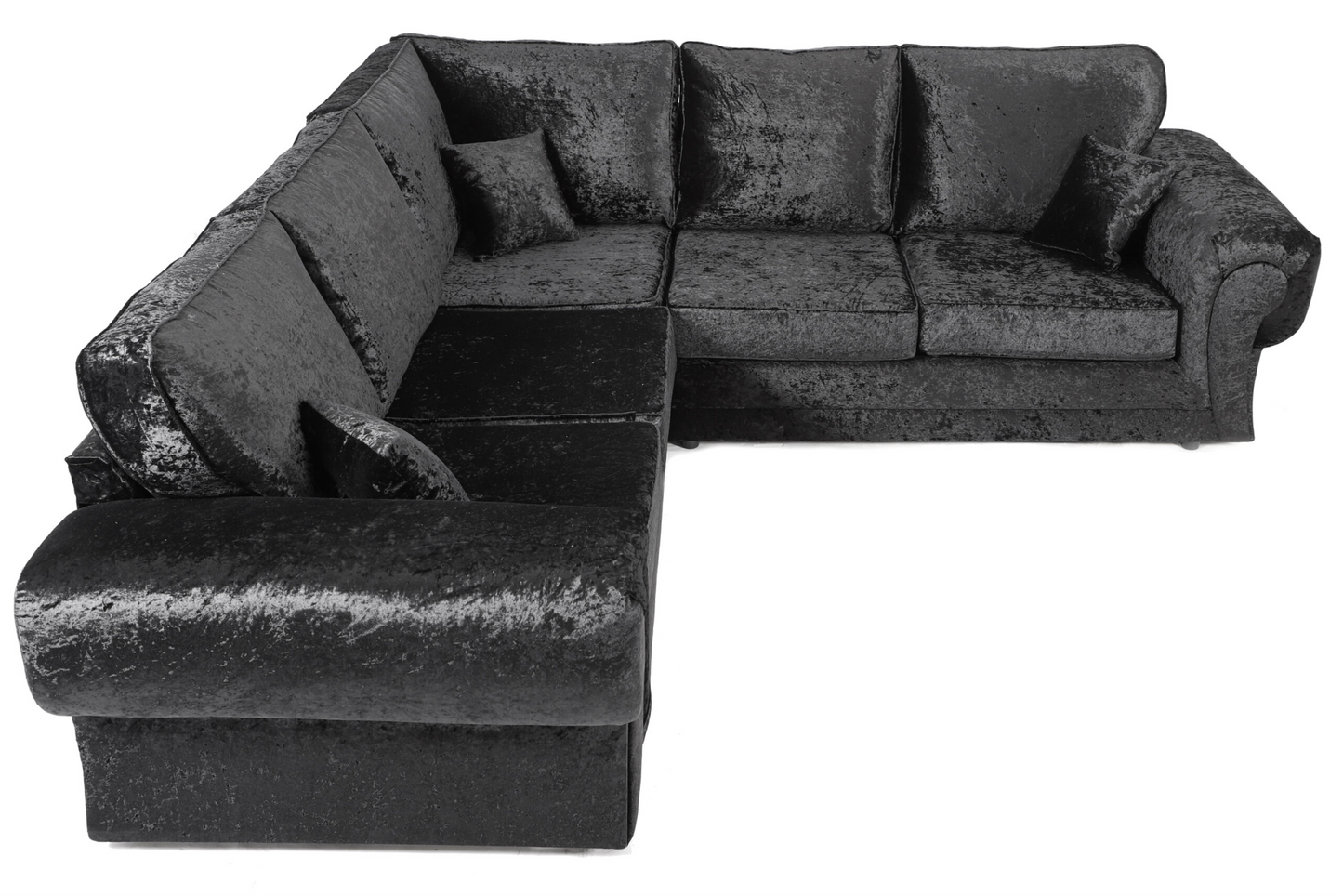 Tangent Black/Silver Crushed Velvet Large Corner Sofa