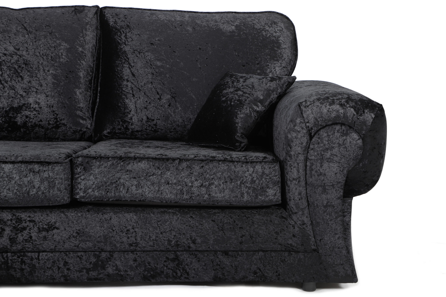 Tangent Black/Silver Crushed Velvet Large Corner Sofa