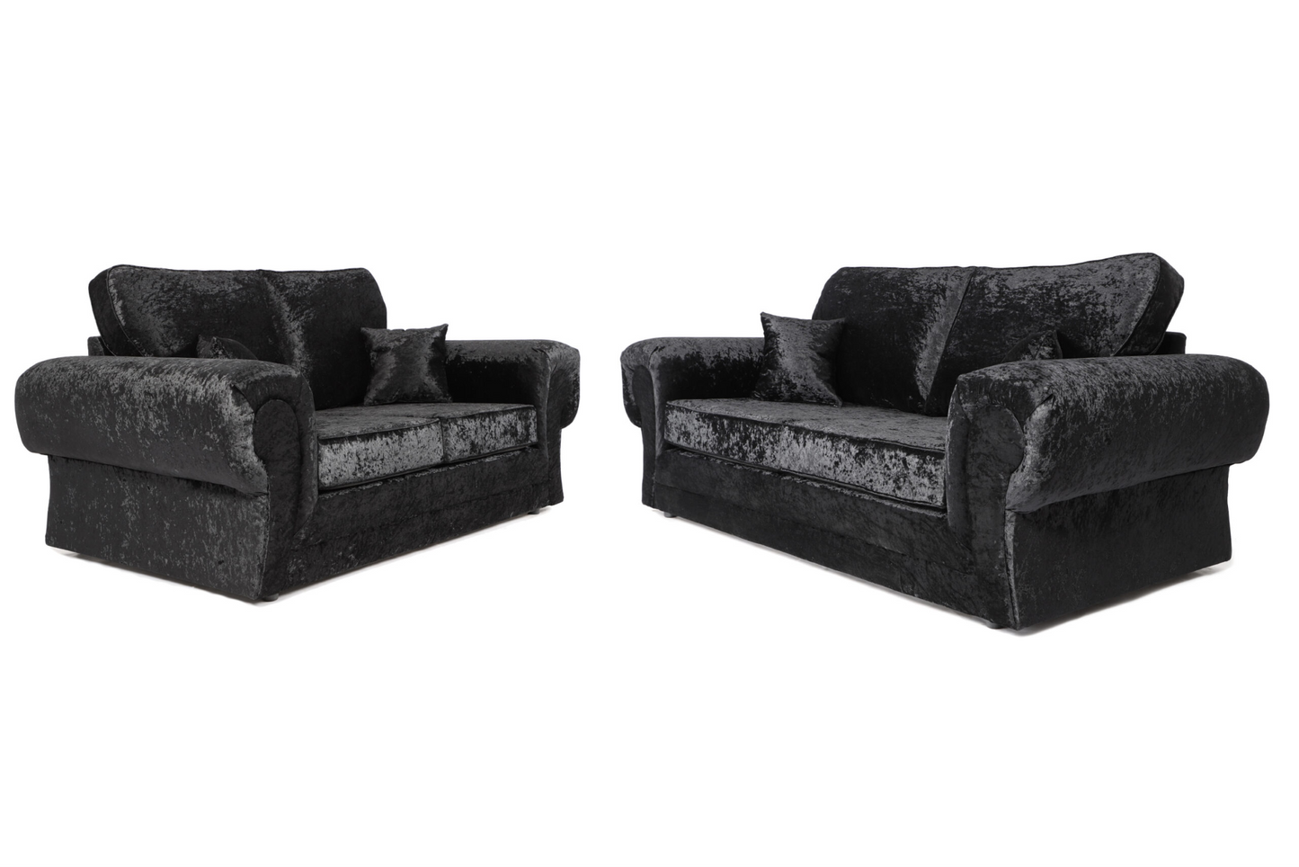 Tangent 3 + 2 Seater Sofa Black And Silver Crushed Velvet Shimmer