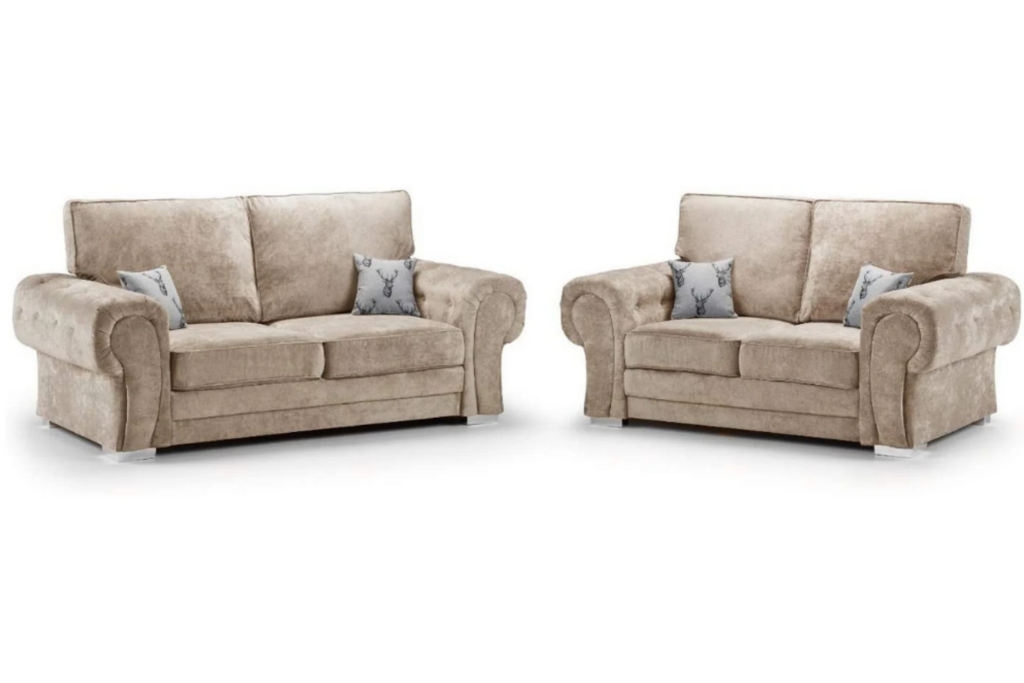 Verona 3+2 Sofa Set Full Back Kensington Grey And Mink Fabric