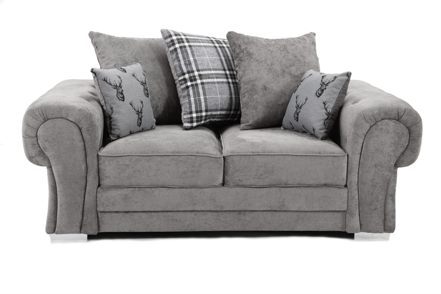Verona 3+2 Sofa Set Full Back Kensington Grey And Mink Fabric