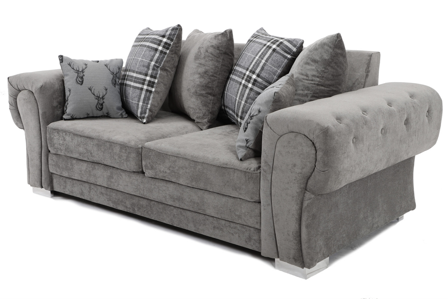 Verona 3+2 Sofa Scatter Back Sofa Set Grey Kensington Fabric