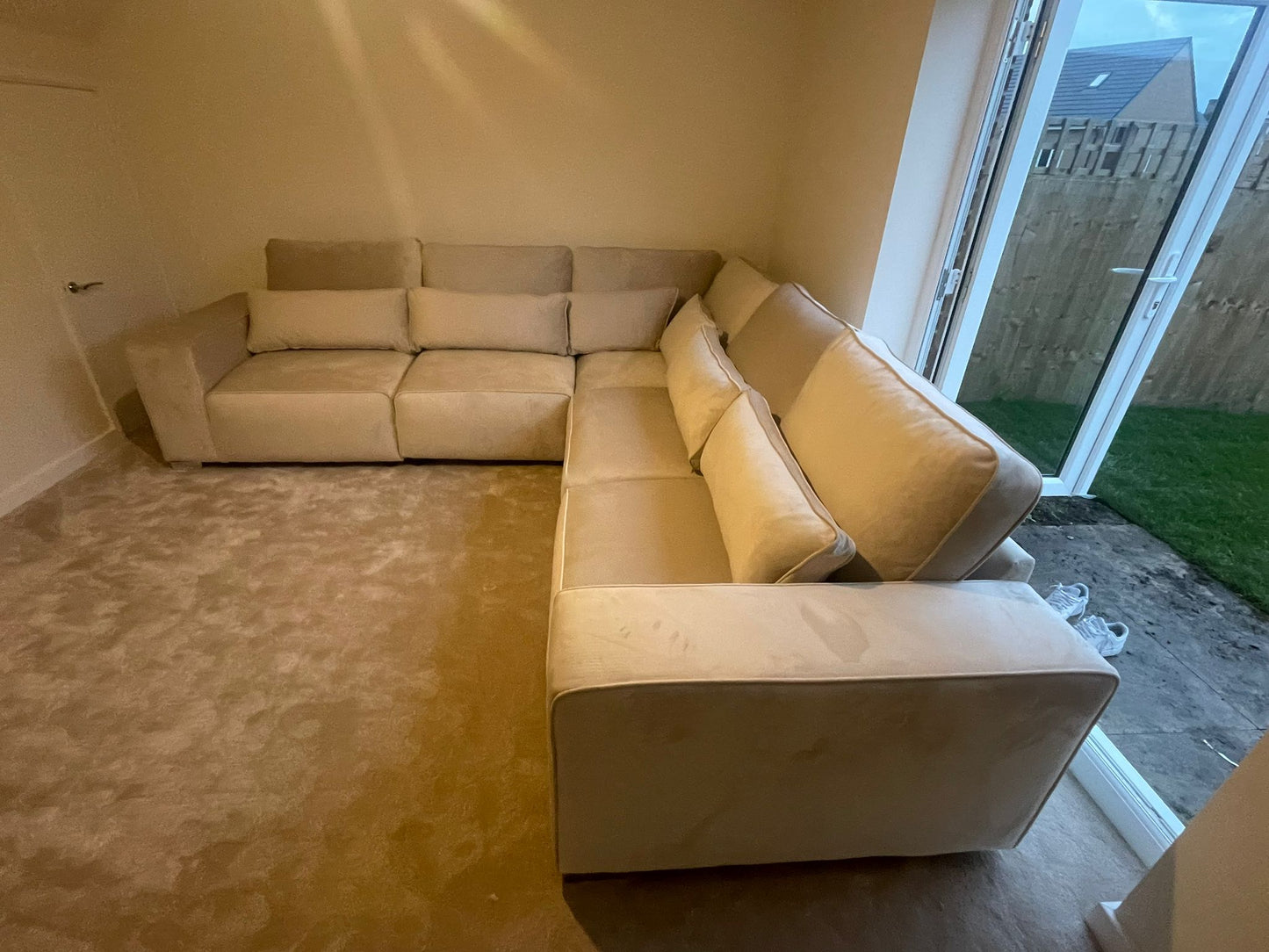 Sloane 2C2 5 Seater Corner Sofa - Beige plush velvet