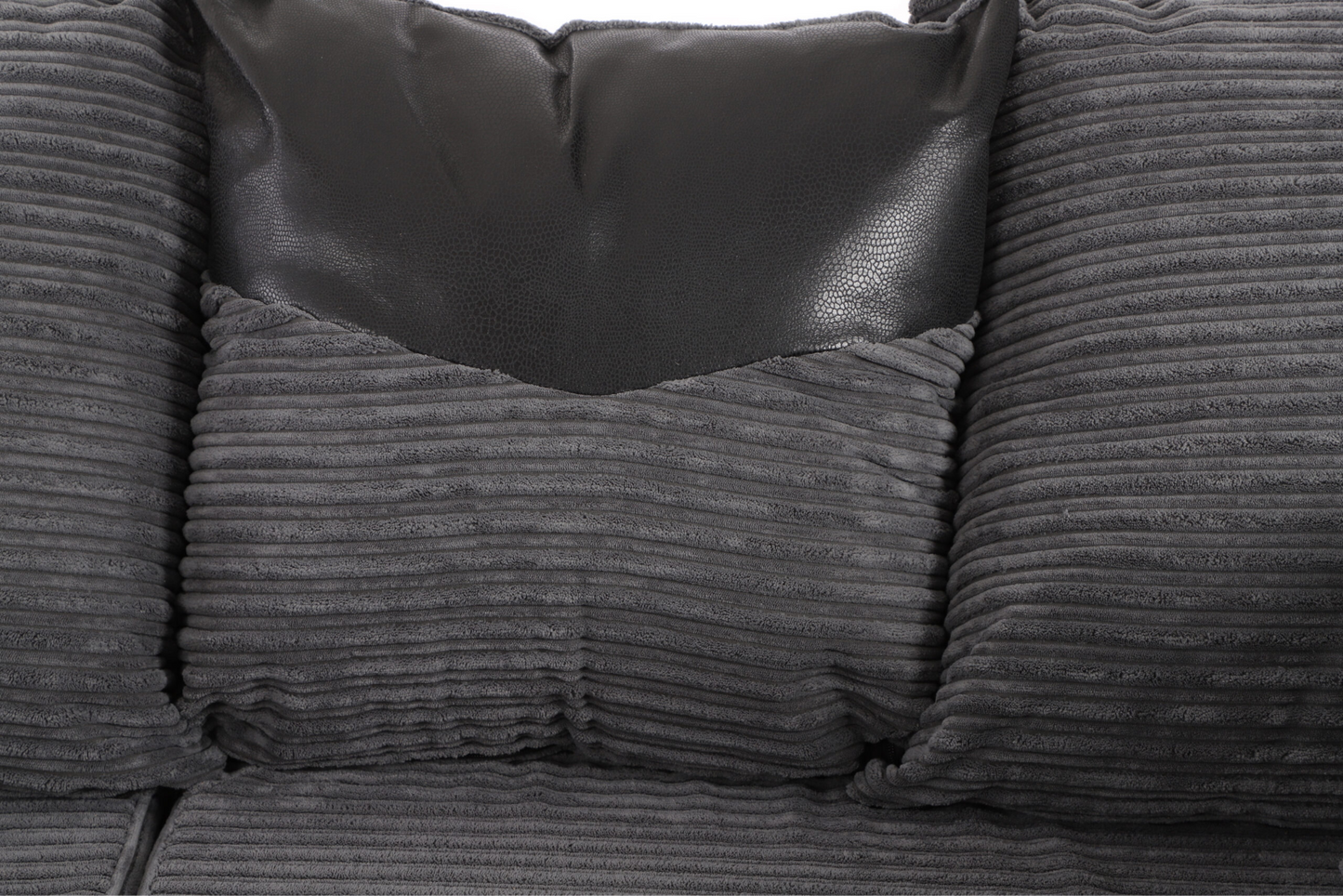 Dino 3 Seater Sofa Black Leather/ Grey Cord Fabric
