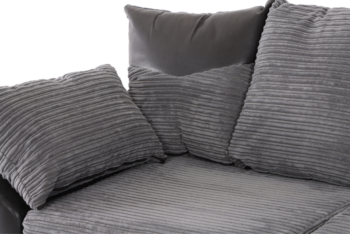 Dino 3 Seater Sofa Black Leather/ Grey Cord Fabric