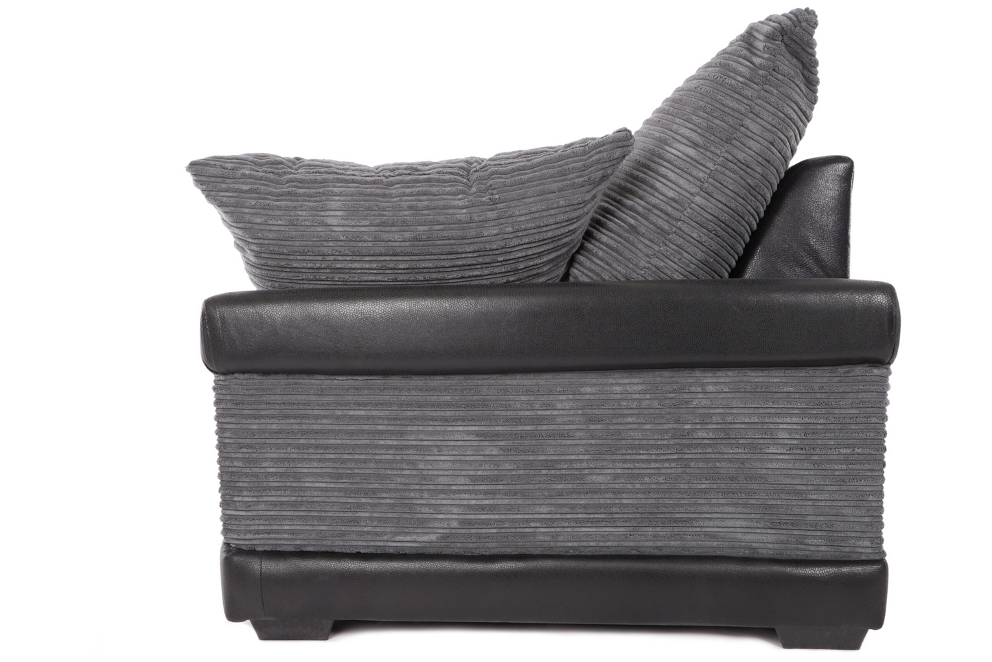 Dino 3 Seater Sofa Black Leather/ Grey Cord Fabric