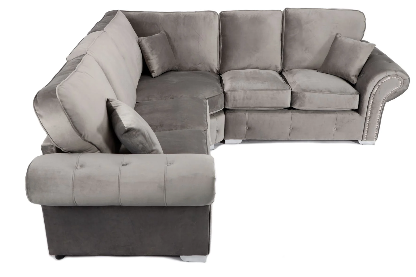 Oakland Large 2c2 Corner Sofa Plush Grey Fabric