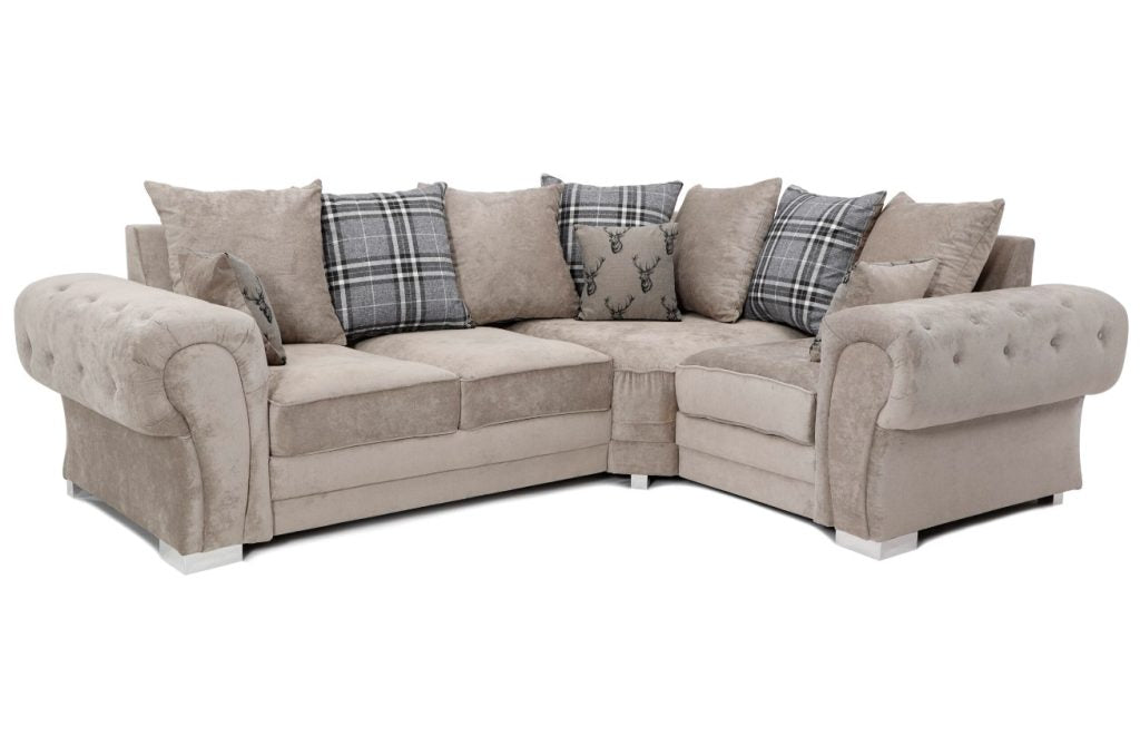 Verona Mink Fabric Scatter Back Corner Sofa 2c1/1c2
