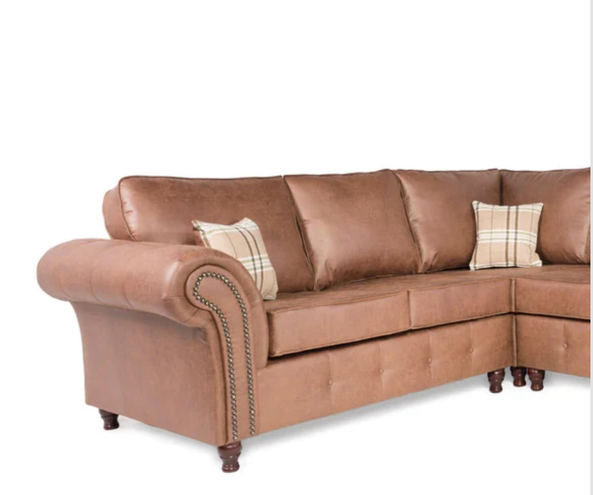 Oakland 2c2 Large Leather Corner Sofa Tan