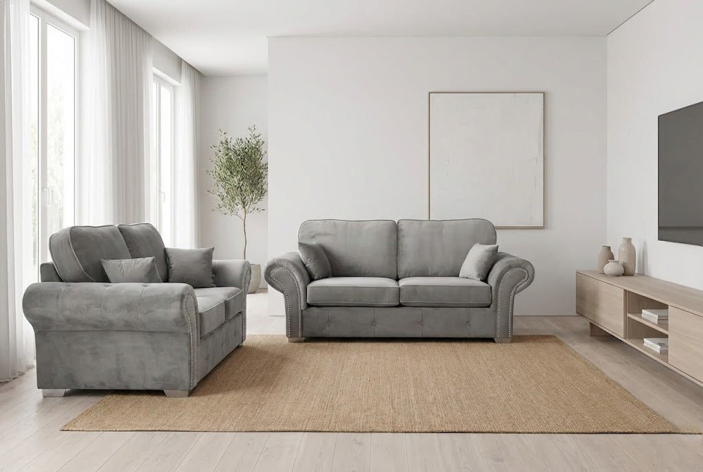Oakland 3+2 Sofa Set Black Velvet