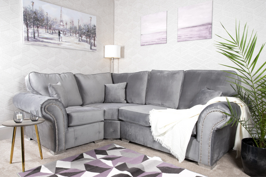 Oakland L-Shape Corner Sofa 2c1/1c2 Plush Grey Fabric