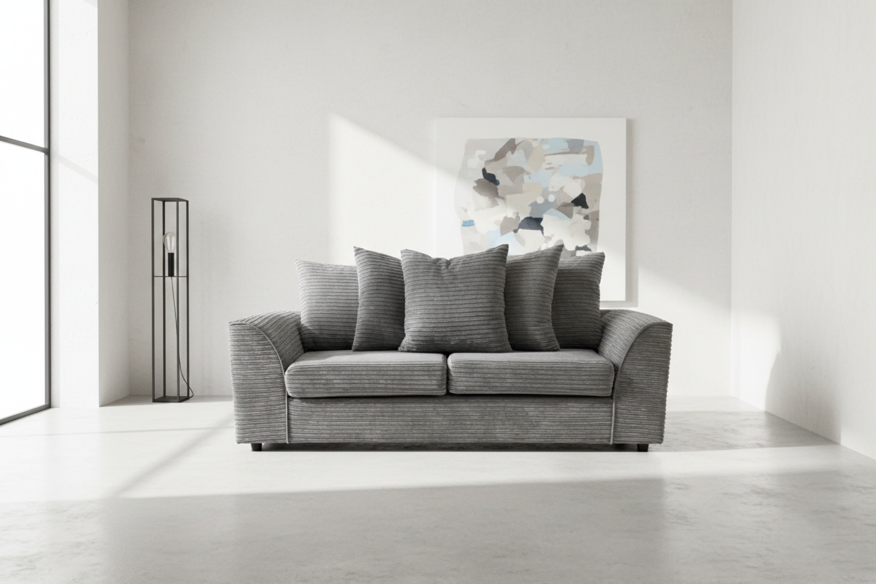 Byron 3 Seater Sofa Grey Cord Fabric