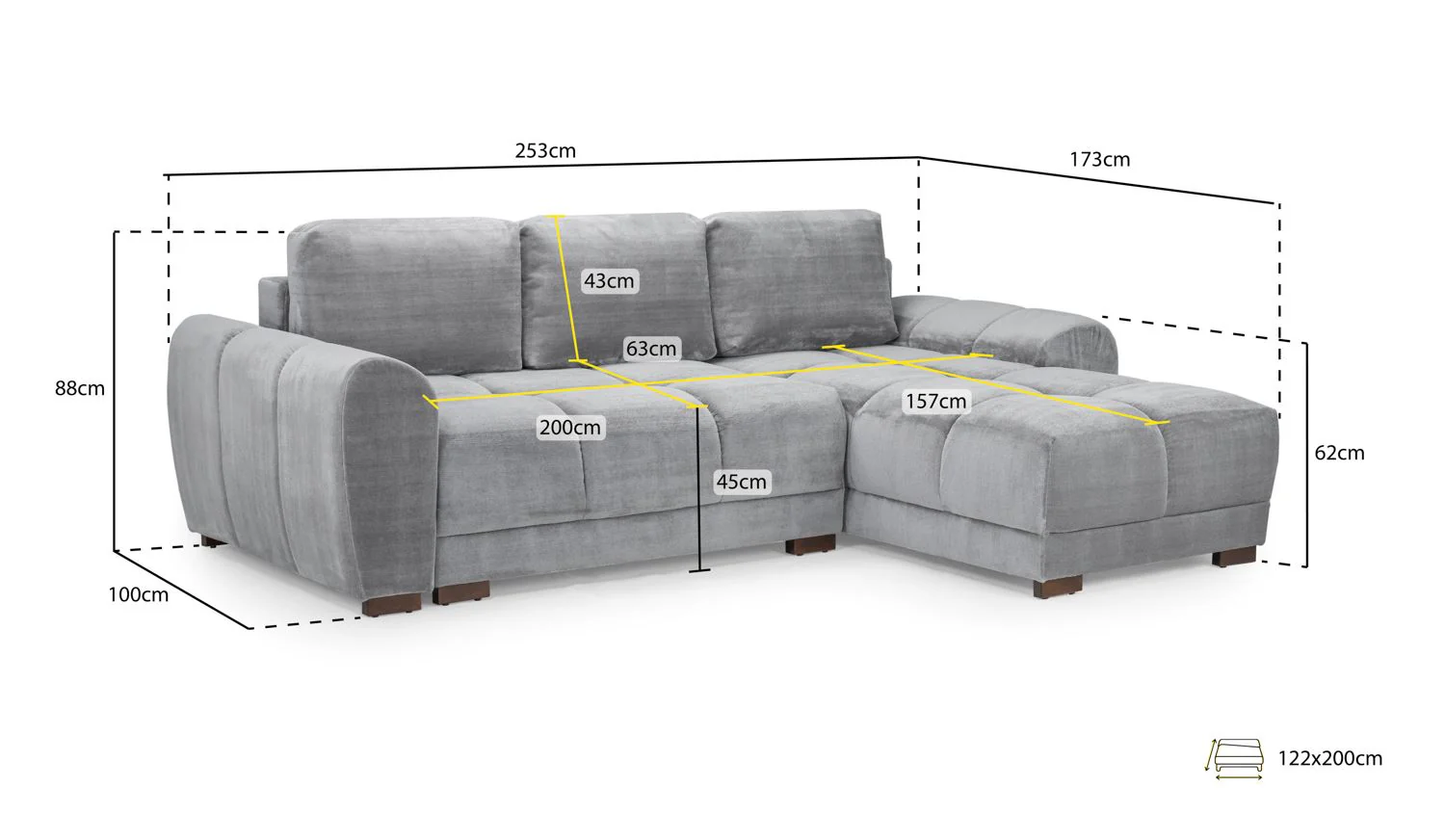 Azzuro Sofabed Universal Corner Upholstery. Storage, Adjustable