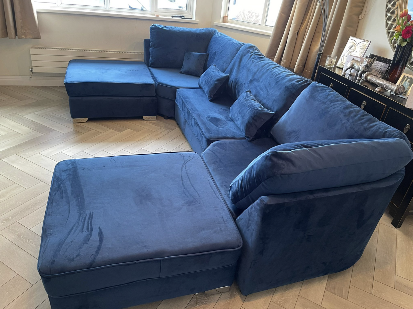Bishop Full Back U Shape Fabric Corner Sofa